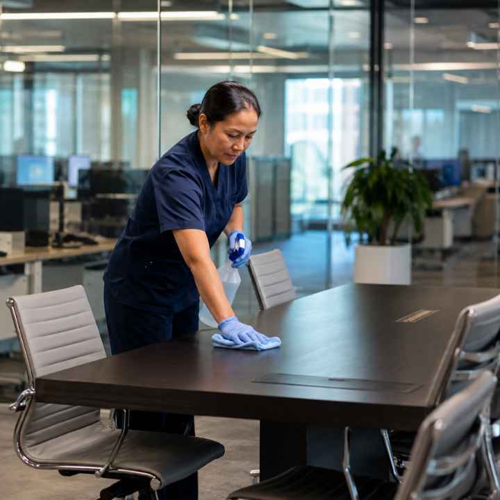 Uniformed professional cleaning team