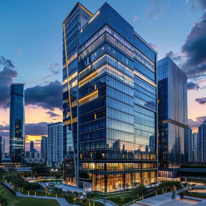 Professional cleaning team maintaining a modern corporate office