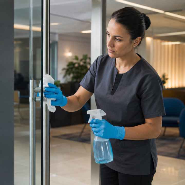 Clean and organized corporate corridor