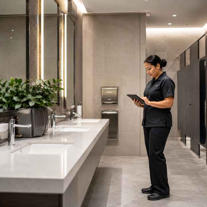 Experienced commercial cleaning team with professional equipment
