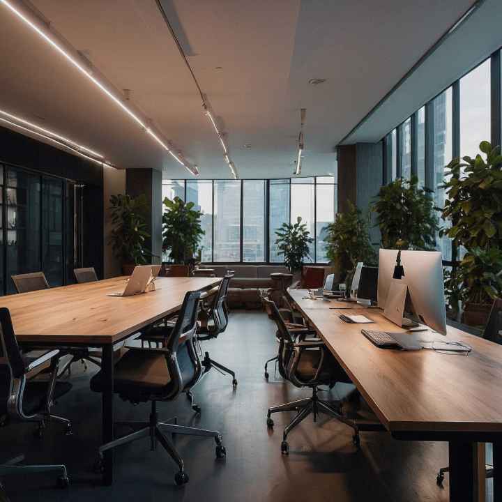 Clean, well-maintained corporate office lobby with professional presentation
